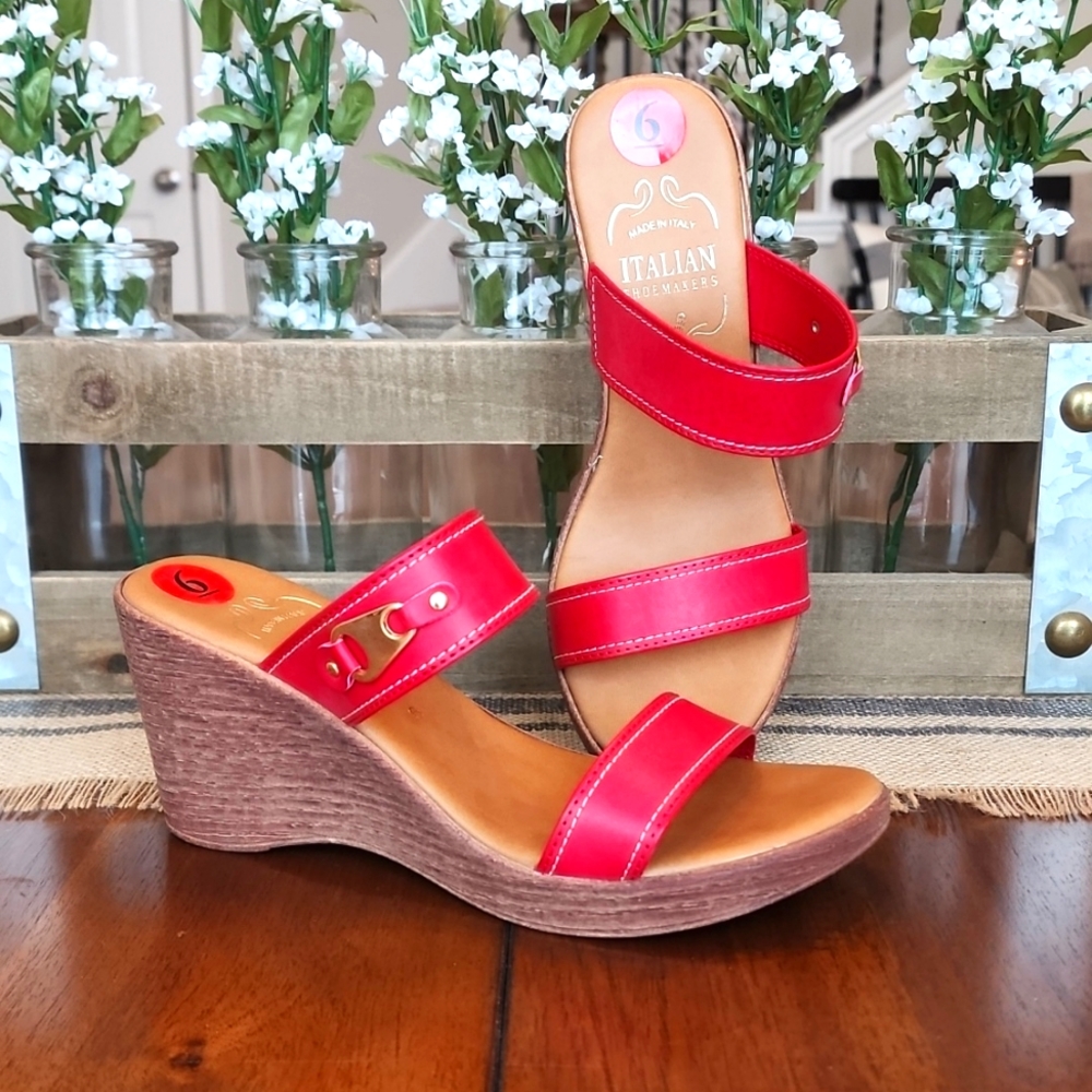 Italian Shoemakers Red Wedges Size 6